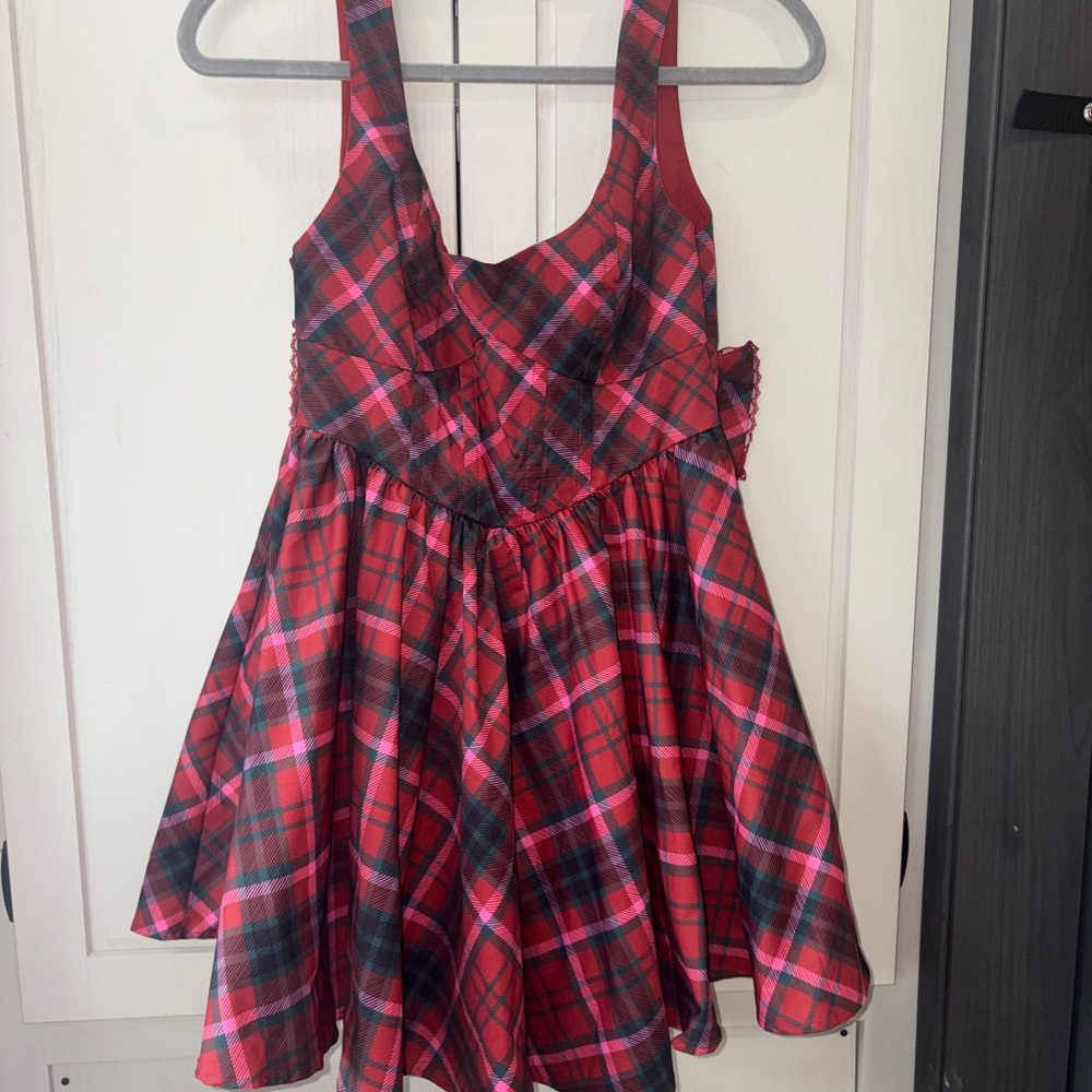 Altar'd State Red and Black Plaid Mini Dress